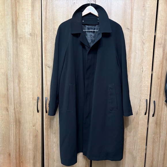 NEW Sanyo Men's Long New York Rain Trench Coat Black 42 Anti Magnetic - Picture 1 of 10